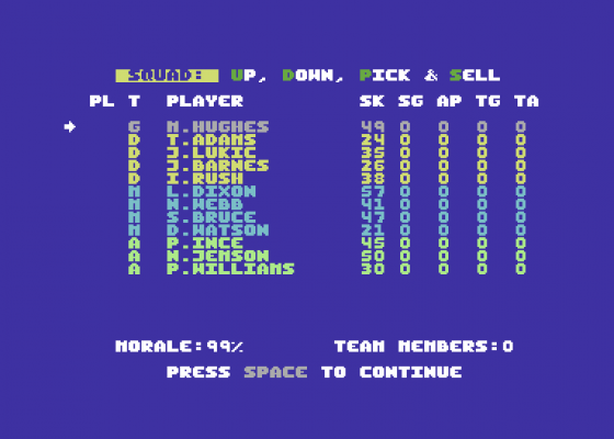 League Football Screenshot 5 (Commodore 64/128)