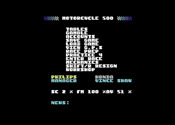 Motorcycle 500 Screenshot 6 (Commodore 64)