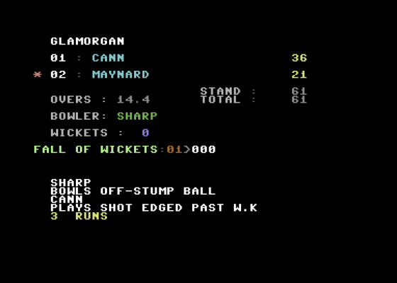 County Cricket Screenshot 11 (Commodore 64)