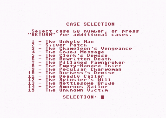 221B Baker Street Screenshot 11 (Commodore 64/128)