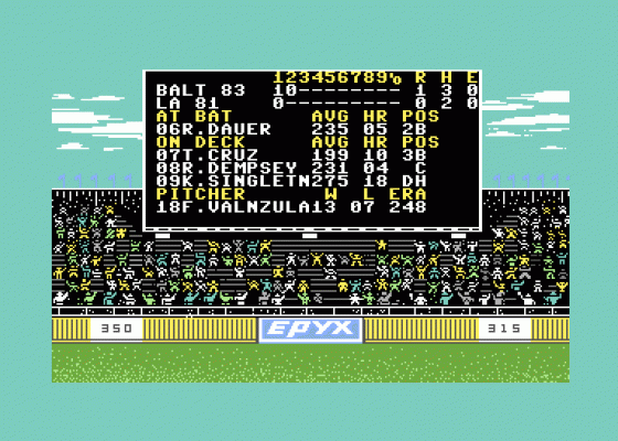 World's Greatest Baseball Game Screenshot 7 (Commodore 64)