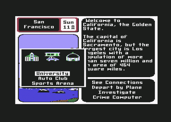Where In The Usa Is Carmen Saniego Screenshot 5 (Commodore 64/128)