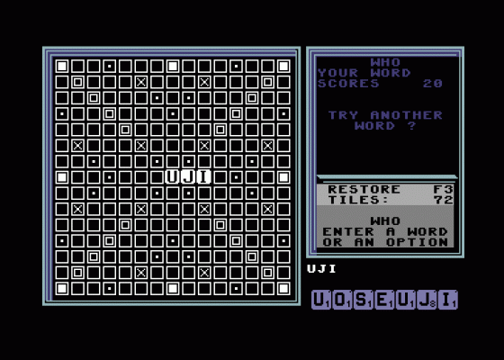 Computer Scrabble Deluxe Screenshot 6 (Commodore 64)