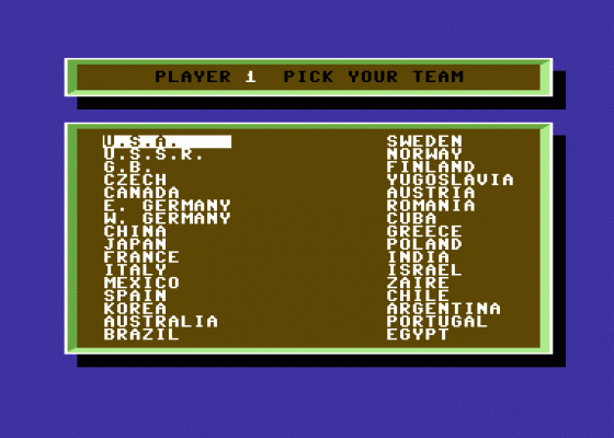 International Team Sports Screenshot 10 (Commodore 64/128)