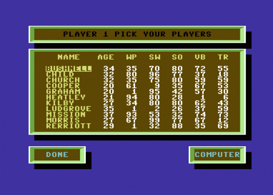 International Team Sports Screenshot 11 (Commodore 64/128)
