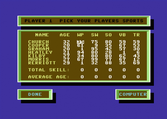 International Team Sports Screenshot 12 (Commodore 64/128)