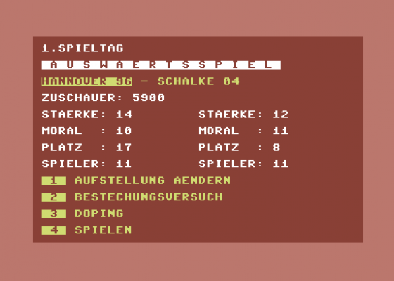 Bundesliga Live Screenshot 7 (Commodore 64)