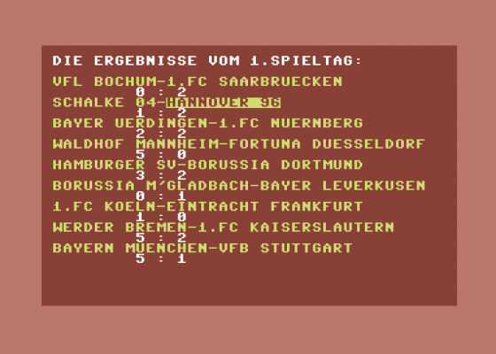 Bundesliga Live Screenshot 9 (Commodore 64)