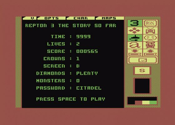 Repton 3 Screenshot 22 (Commodore 64/128)