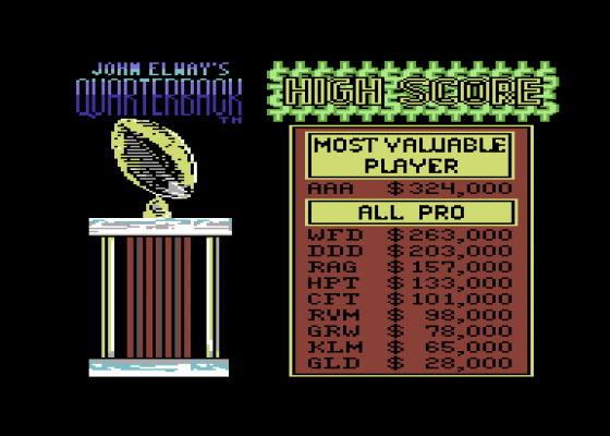 John Elways Quarterback Screenshot 7 (Commodore 64/128)