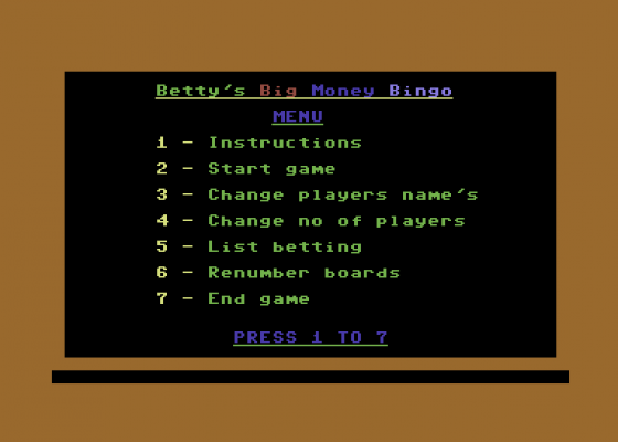 Bingo Screenshot 5 (Commodore 64)