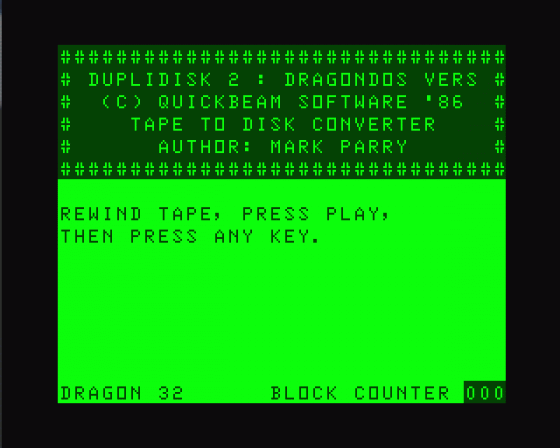 Duplidisk 2 Screenshot 1 (Dragon 32)