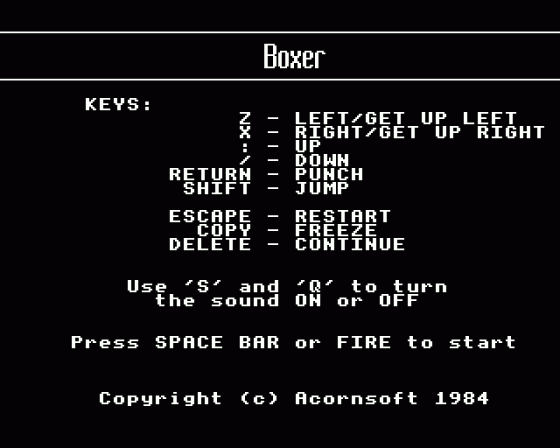 Boxer Screenshot 1 (Acorn Electron)