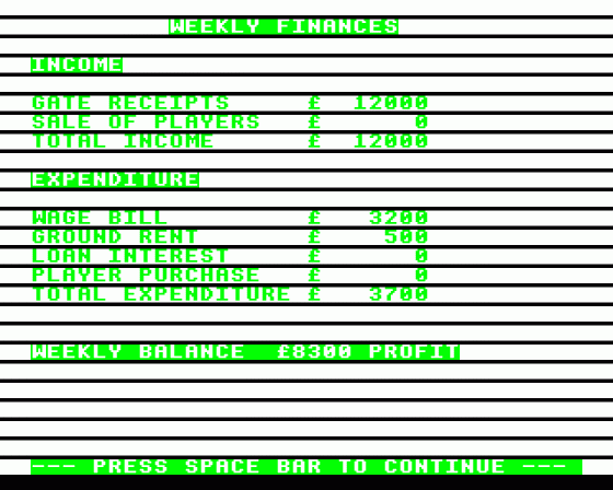 Football Manager Screenshot 10 (Acorn Electron)