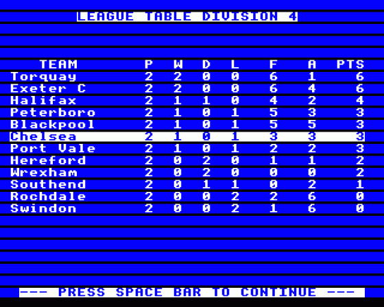 Football Manager Screenshot 16 (Acorn Electron)