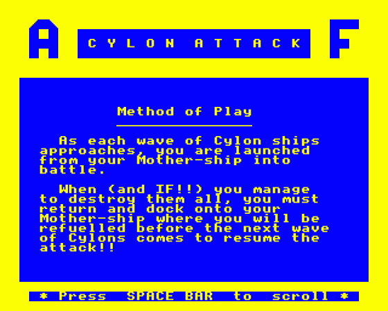 Cylon Attack Screenshot 21 (Acorn Electron)