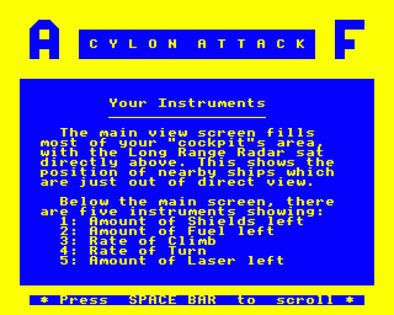 Cylon Attack Screenshot 22 (Acorn Electron)