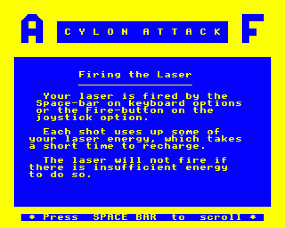 Cylon Attack Screenshot 24 (Acorn Electron)