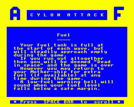 Cylon Attack Screenshot 27 (Acorn Electron)