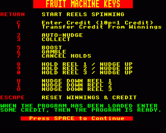 Fruit Machine Screenshot 8 (Acorn Electron)