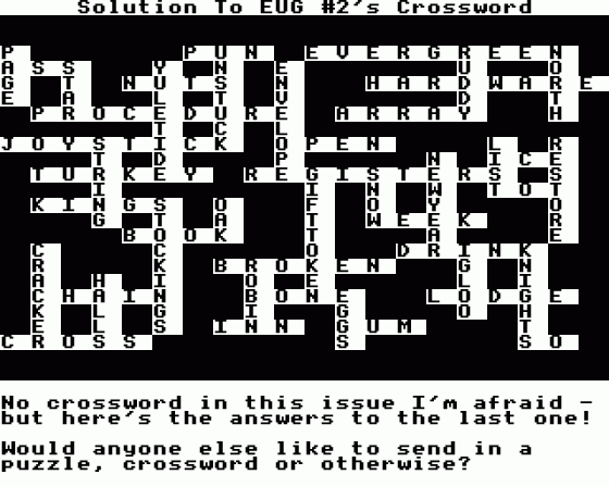 Crossword Solution (EUG #2) Screenshot