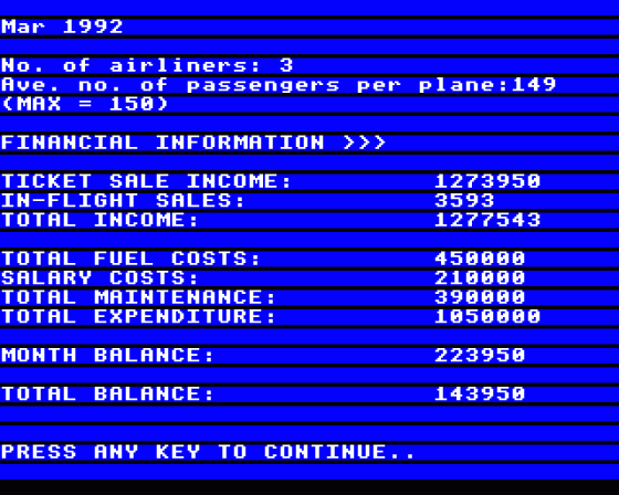 Airline Boss Screenshot 7 (BBC/Electron)