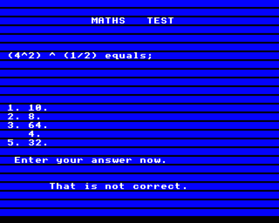 Mathematics 'O' Level Screenshot 5 (Acorn Electron)