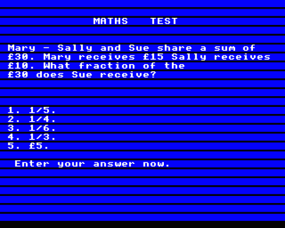 Mathematics 'O' Level Screenshot 6 (Acorn Electron)