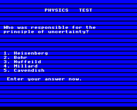 Physics 'O' Level Screenshot 5 (Acorn Electron)