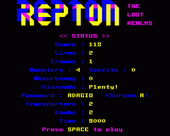 Repton: The Lost Realms Screenshot 9 (Acorn Electron)