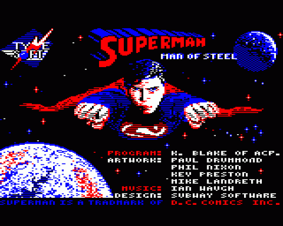 Superman: The Man Of Steel Loading Screen For The BBC/Electron