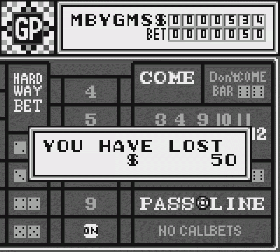 Vegas Stakes Screenshot 22 (Game Boy)