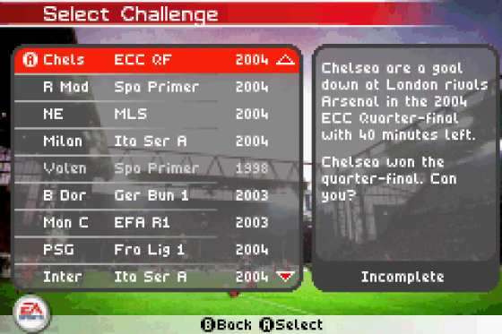 FIFA Soccer 2005 Screenshot 11 (Game Boy Advance)