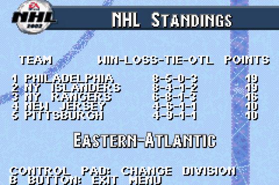 NHL 2002 Screenshot 27 (Game Boy Advance)