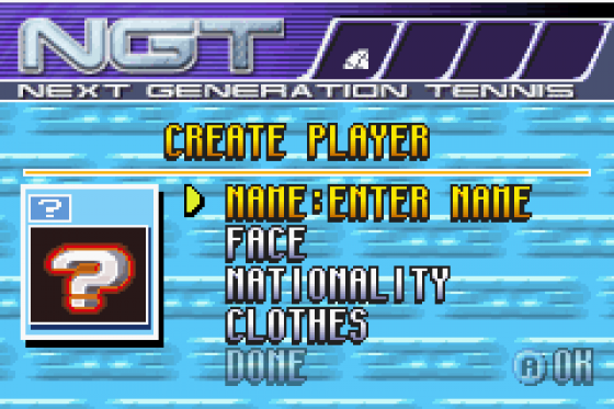 NGT: Next Generation Tennis Screenshot 8 (Game Boy Advance)