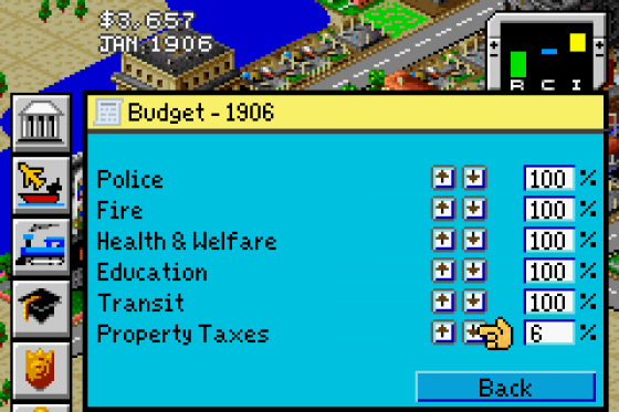 Sim City 2000 Screenshot 10 (Game Boy Advance)