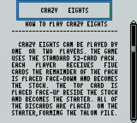 Hoyle Card Games Screenshot 15 (Game Boy Color)