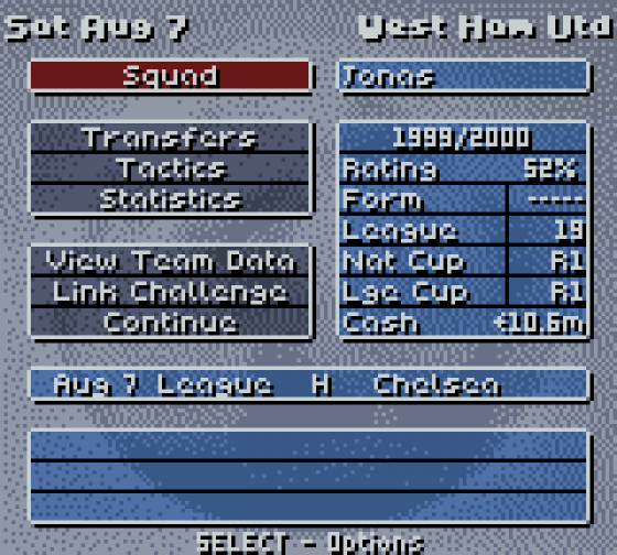 O'Leary Manager 2000 Screenshot 6 (Game Boy Color)