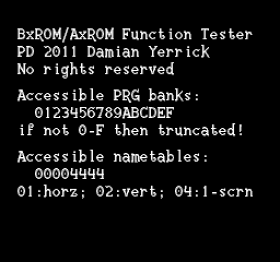 BxROM & AxROM Function Tester