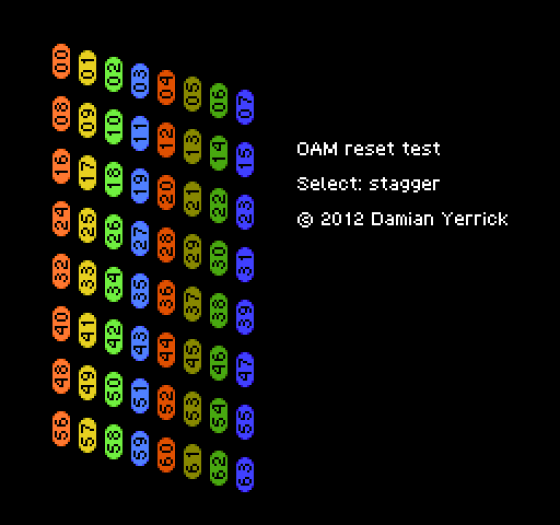 OAM Reset Test Screenshot 1 (Nintendo (US Version))