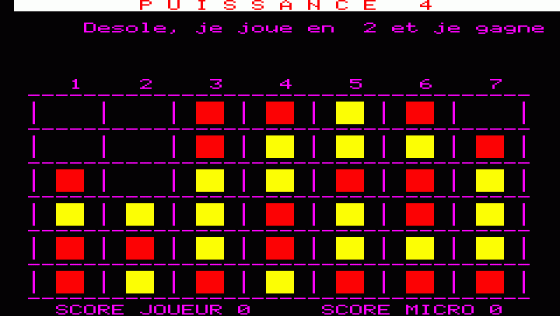 Puissance 4 Mur De Brique Screenshot 1 (Oric 48K)