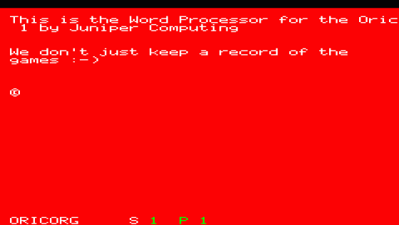 Word Processor Screenshot 1 (Oric 48K)