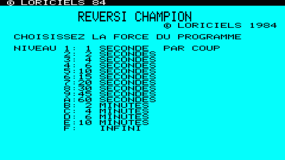 Reversi Champion Screenshot 1 (Oric 48K/Atmos)