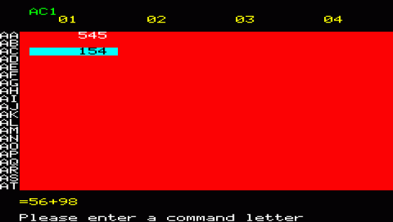 Oric Calc Screenshot