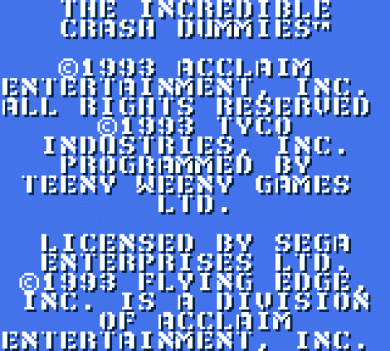 The Incredible Crash Dummies Screenshot 7 (Sega Game Gear (EU Version))
