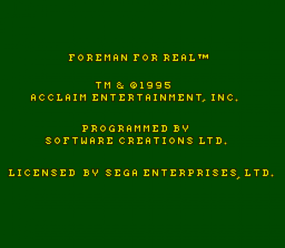 Foreman For Real Screenshot 10 (Sega Genesis)