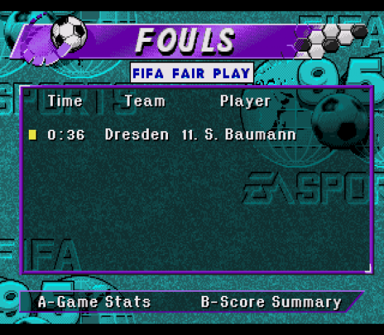 FIFA Soccer '95 Screenshot 16 (Sega Genesis)