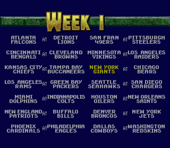 NFL Football '94 Screenshot 7 (Sega Genesis)