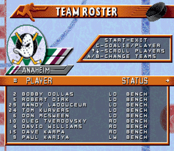 NHL '96 Screenshot 10 (Sega Genesis)