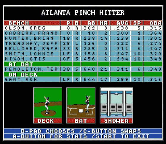 Tony La Russa Baseball Screenshot 8 (Sega Genesis)